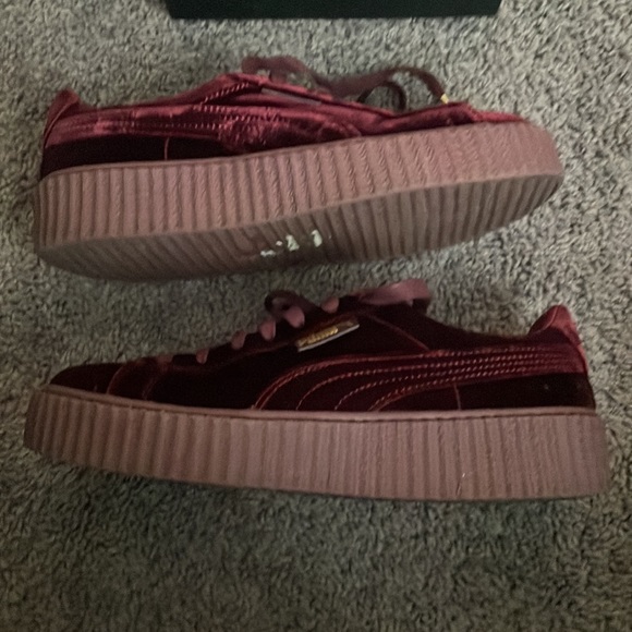 Rihanna Fenty Puma Creepers Burgundy Velvet with Gum Sole - Picture 6 of 6